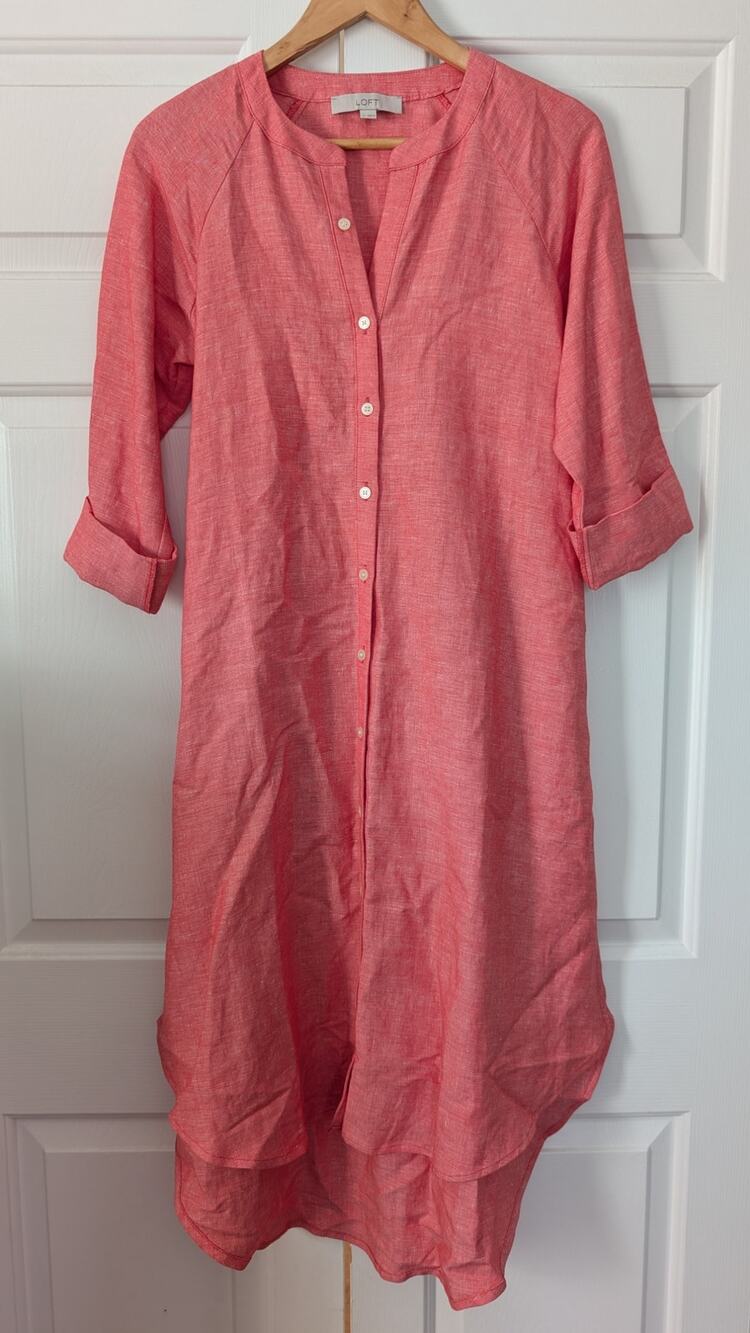 Loft Linen Blend Long Shirt Dress